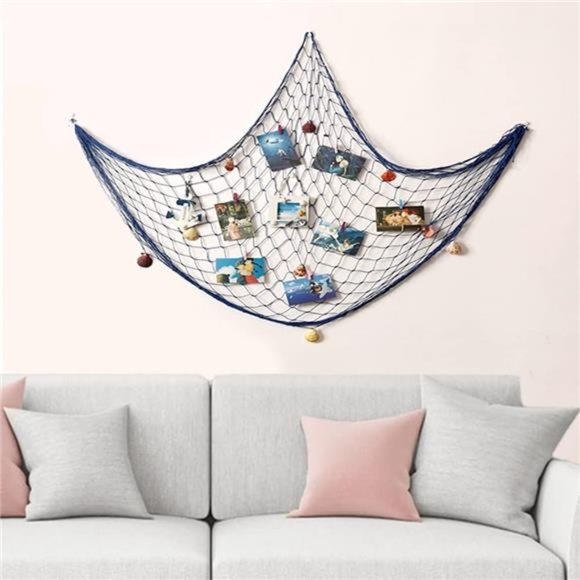 Natural Fishing Net Decor with Shells 79 Inch Beach Theme Decor for Party Home - Picture 6 of 7